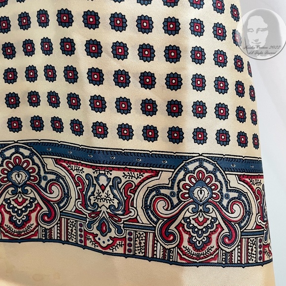 Lanvin Paris Silk Scarf Stole Shawl Paisley Floral Print Fringe Hem Vintage 90s - Picture 5 of 15